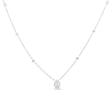 14K White Gold 1/3 Cttw Round Diamond Marquise Shaped Station Necklace - (H-I Color, SI1-SI2 Clarity) - 18"