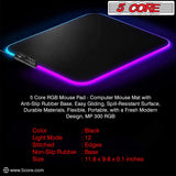 5 Core Gaming Mouse Pad RGB 12 Light Modes 2 Zone Desk Mouse Mat w Rubber Base