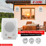 5Core Outdoor Speakers Stereo In Wall 100W Peak Passive Patio Home Wired Waterproof Audio System