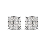 10K White Gold 3/4 Cttw Princess Diamond Composite Cushion Shape Stud Earrings (I-J Color, I1-I2 Clarity)