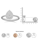 10K White Gold 3/8 Cttw Round-Cut Lab Grown Diamond Cluster Pear Promise Ring (G-H Color, VS2-SI1 Clarity)