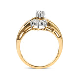 10K Two-Toned 1/2 Cttw Round And Baguette-Cut Composite Pear Head Diamond Ring (H-I Color, I2-I3 Clarity)