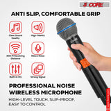 5 Core Wireless Microphone System 6 Channel UHF Portable Receiver w 6 Cordless Dynamic Mic 492F Range