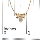 10K Yellow Gold Diamond Accented Bumble Bee Pendant 18" Inch Necklace (H-I Color, I1-I2 Clarity)