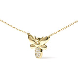 10K Yellow Gold Diamond Accented Bumble Bee Pendant 18" Inch Necklace (H-I Color, I1-I2 Clarity)