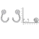 14K White Gold 1.00 Cttw Round-Cut Diamond Curved Cluster Drop Stud Earrings (G-H Color, SI1-SI2 Clarity)