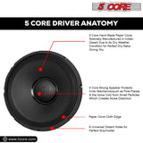 5Core 15 Inch Subwoofer Speaker 3000W Peak 8Ohm Replacement DJ Sub Woofer 90 Oz Magnet