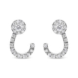 14K White Gold 1.00 Cttw Round-Cut Diamond Curved Cluster Drop Stud Earrings (G-H Color, SI1-SI2 Clarity)