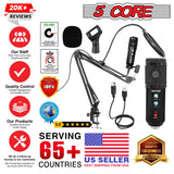 5 Core Podcast Microphone Bundle USB Condenser PC Mic Recording Studio Equipment Gaming Streaming