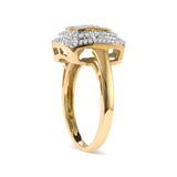 10K Yellow Gold 1/2 cttw Round and Princess Diamond Composite Head and Halo Ring (H-I Color, SI1-SI2 Clarity)