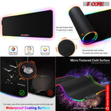 5Core RGB Mouse Pad  12 Light Modes High-Performance Soft Padded Large Gaming Keyboard Mouse Mat