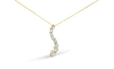 AGS Certified 14k Yellow Gold 3.0 Cttw Baguette and Brilliant Round-Cut Diamond Journey 18" Pendant Necklace (G-H Color, I1-I2 Clarity)