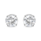 .925 Sterling Silver 1/2 Cttw Round Brilliant-Cut Near Colorless Diamond Classic 4-Prong Stud Earrings (I-J Color, I1-I2 Clarity)