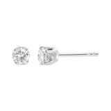 .925 Sterling Silver 1/2 Cttw Round Brilliant-Cut Near Colorless Diamond Classic 4-Prong Stud Earrings (I-J Color, I1-I2 Clarity)