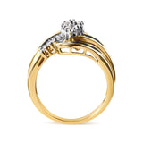 10K Yellow Gold 1/2 Cttw Diamond Pear Cluster and Swirl Ring (H-I Color, I1-I2 Clarity)