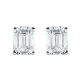 14K White Gold 2.0 Cttw Emerald Cut Lab Grown Diamond Solitaire Stud Earrings (G-H Color, VS1-VS2 Clarity)