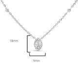 14K White Gold 1/3 Cttw Round Diamond Marquise Shaped Station Necklace - (H-I Color, SI1-SI2 Clarity) - 18"